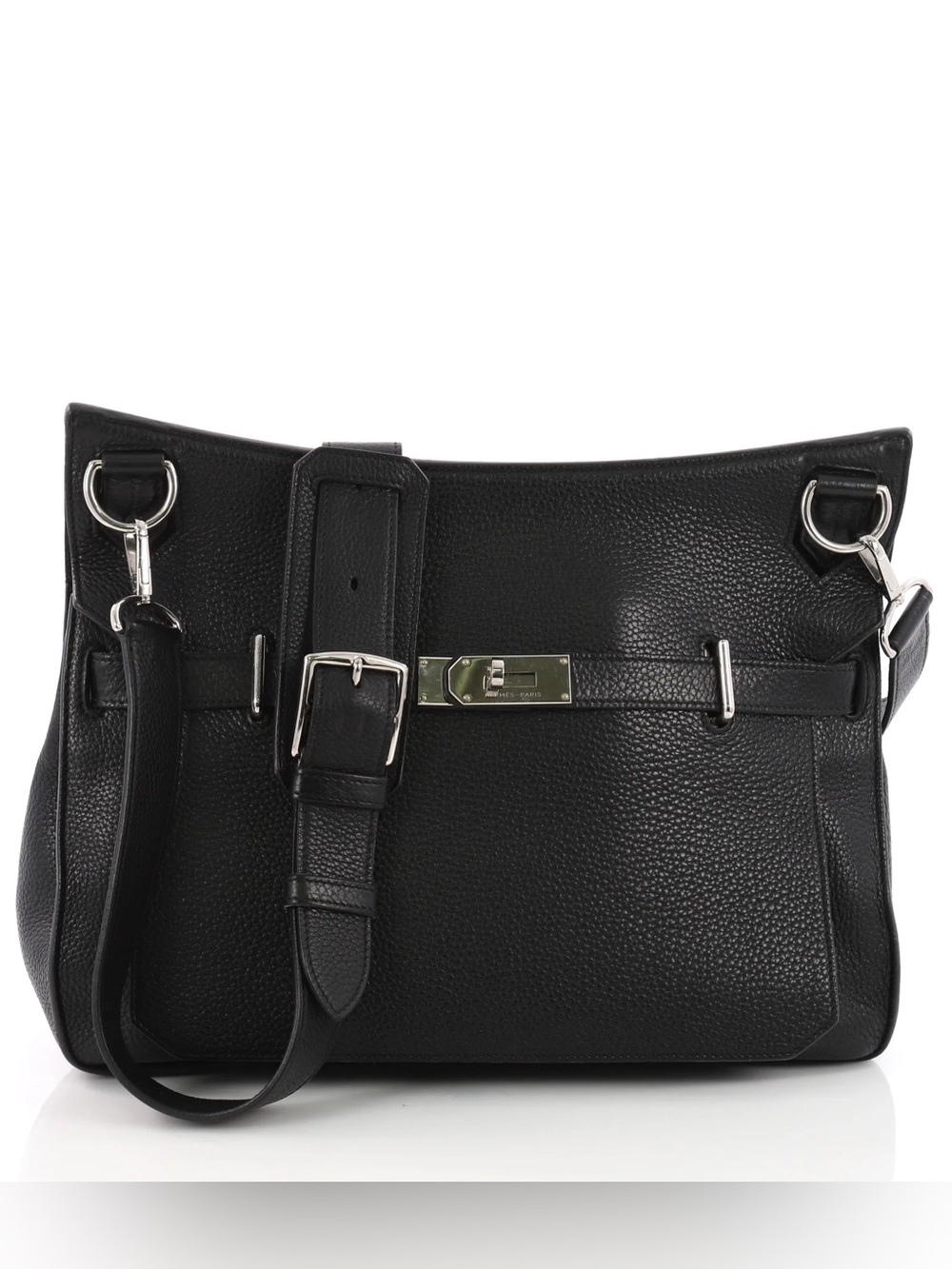 Hermes Jypsiere 37 Shoulder Bag PHW Taurillon Clemence Black Leather